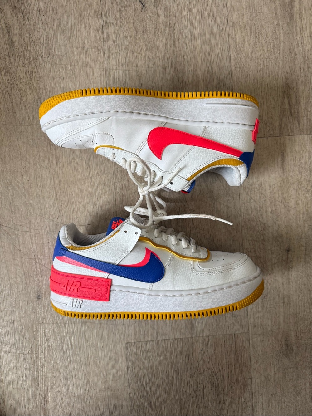 Nike W Air Force 1 Shadow ‘White Crimson Blue’ CI0919-105 Sz 8.5w/7m PREOWNED